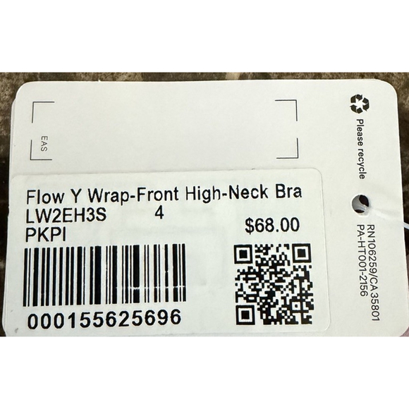 LULULEMON FLOW Y WRAP FRONT HIGH NECK BRA PINK PEONY SIZE 4 - Picture 6 of 8